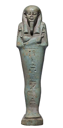 Ushabty in fayance, XXVI dinastia, 664-525 a.C. (provenienza sconosciuta; inv. XVII-111)