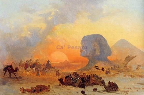 Ippolito Caffi. Il vento Simun nel deserto egiziano. Venezia, Ca&rsquo; Pesaro